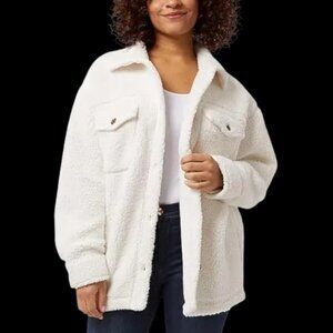 32 Degrees Heat Women’s Fleece Shirt Jacket Cream XS Lightweight Button Up NWOT